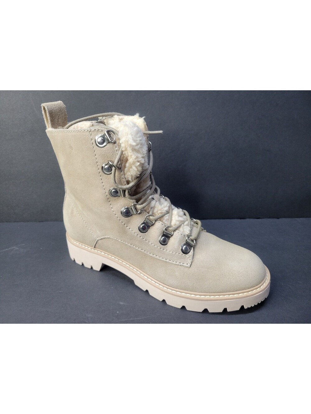 Dolce Vita Womens Polik Hiker Puck Booties DK Taupe Suede Size 8.5  Unboxed